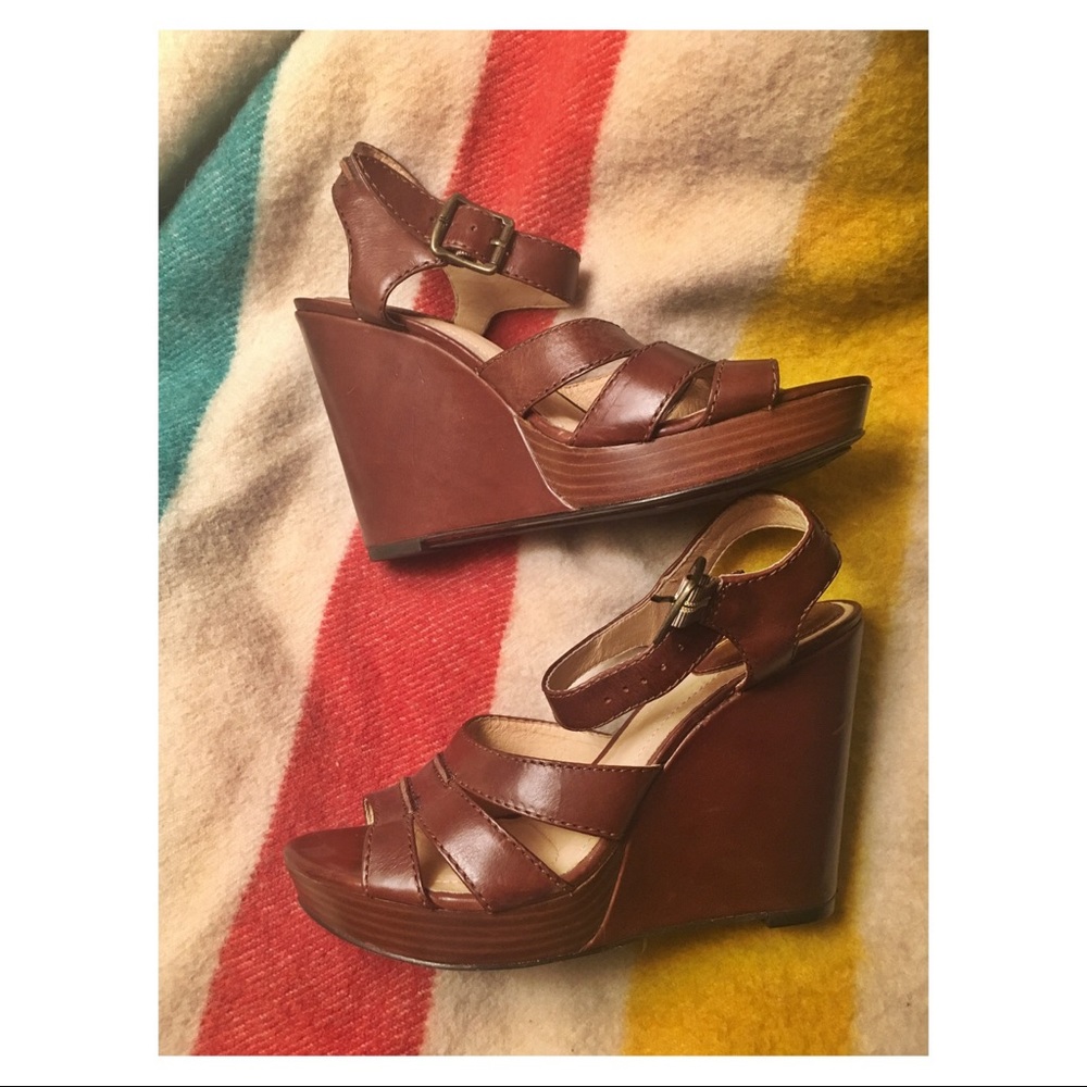 FRYE - “Alexa Seam” Brown Leather Wedge